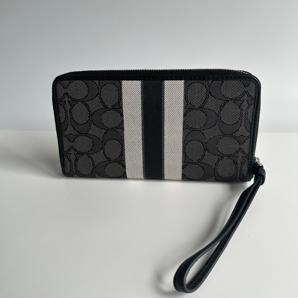 Coach Dempsey Black Smoke Multi Canvas Phone Wallet Wristlet C9073 - Picture 2 of 8